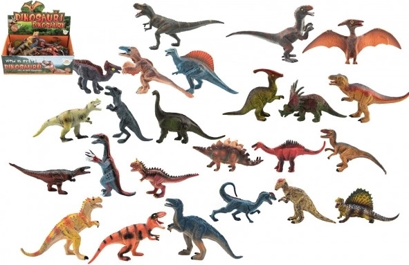 Plastoví dinosaury 11–14 cm, mix druhov v boxe (24 ks)