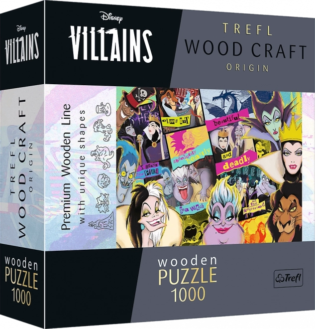 Drevené puzzle TREFL Wood Craft Origin Disney: stretnutie záporákov 1000 dielikov