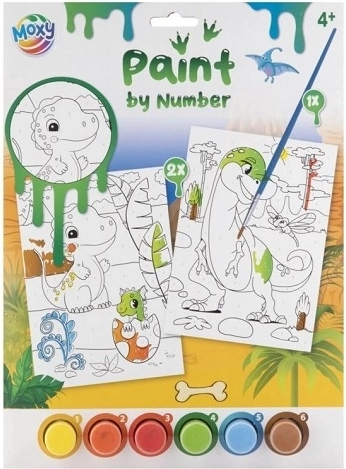 Maľovanie podľa čísel A4 – Dinosaury
