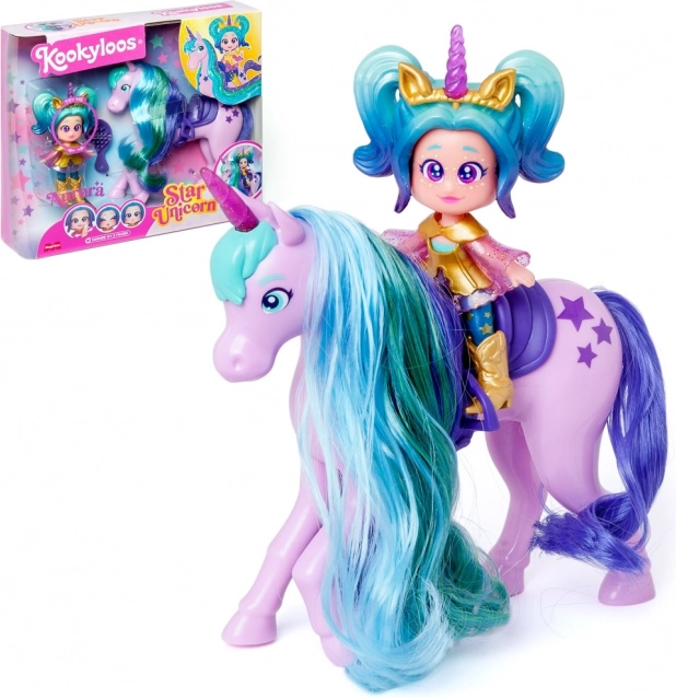 Bábika KookyLoos Star Unicorn – Aurora s jednorožcom a doplnkami