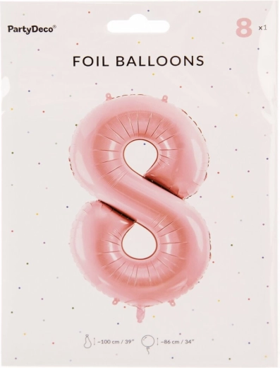 Fóliový balónik číslo 8 ružový 86 cm