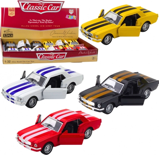 Kovové klasické autíčko 1:32 s pohonom pull-back a otváracími dverami
