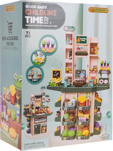 Detský supermarket s funkciou svetiel a zvuku + príslušenstvo