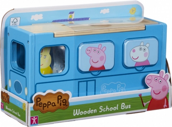Drevená vkladačka školský autobus PRASIATKO PEPPA