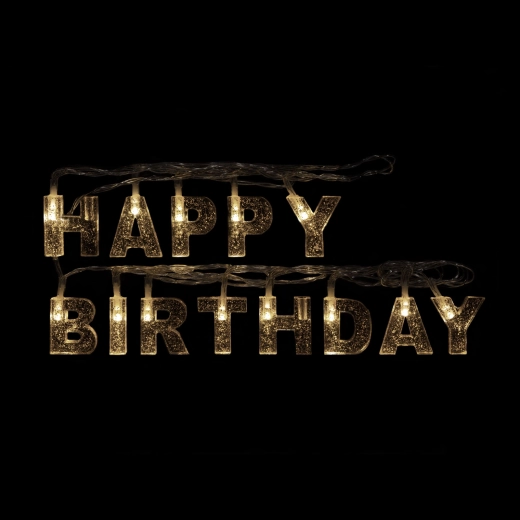 LED svetelná reťaz Happy Birthday, 13 LED, 2 m