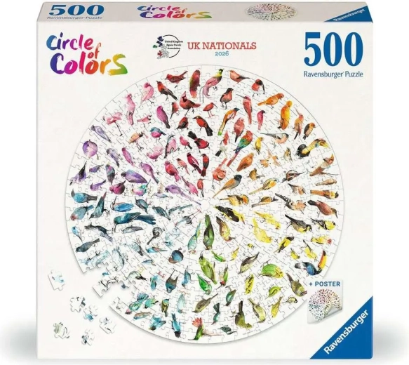 Ravensburger okrúhle puzzle Circle of Colors: Vtáky 500 dielikov