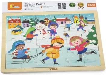 Drevené puzzle zima 24 dielikov