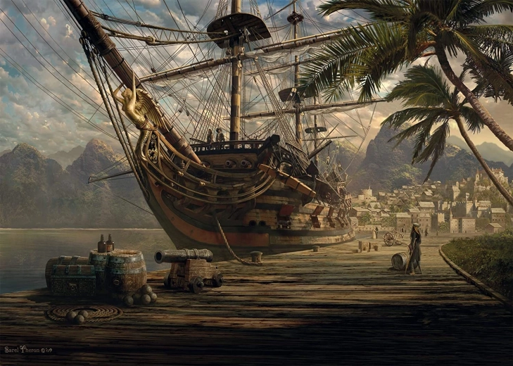Puzzle SCHMIDT loď v prístave – 1000 dielikov