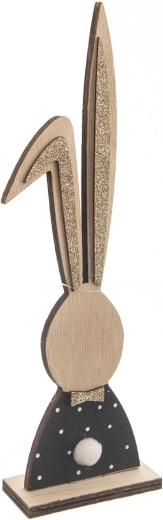 Drevená dekorácia Zajac čierno-hnedá 26 cm