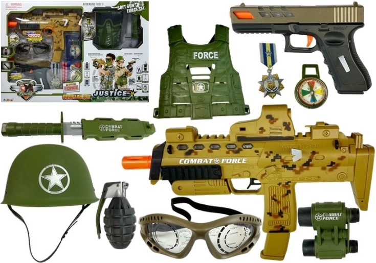 vojenská sada s pištoľami na penové náboje MP7 pre deti