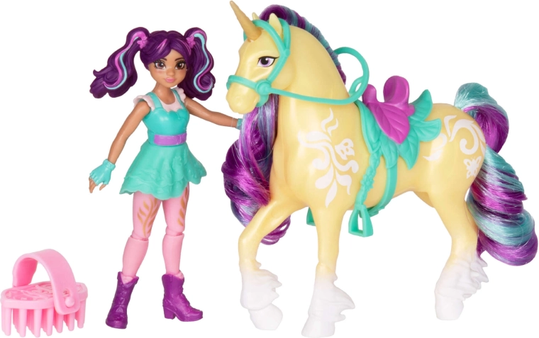 Jednorožec Leaf s farebnou hrivou a sedlom