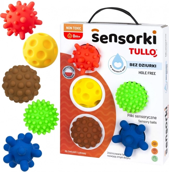 Tullo farebné senzorické loptičky pre deti 5 ks
