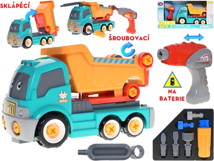 Skrutkovacie auto sklápačka s batériovou vŕtačkou pre deti