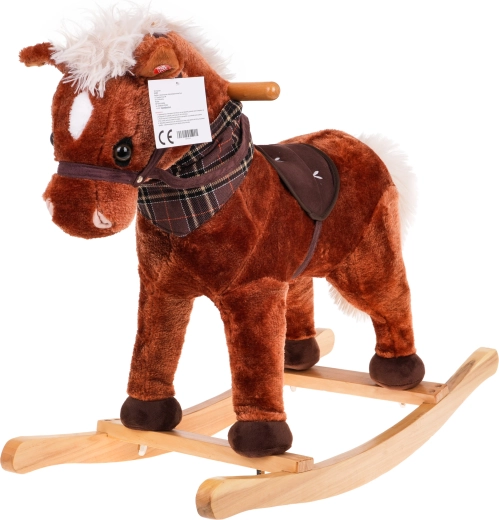 Hojdací jednorožec pre deti 24 m+ s drevenými držadlami a zvukmi – Hnedá