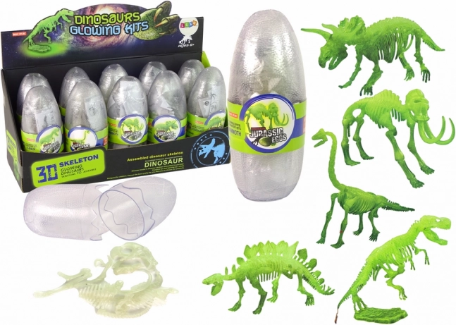 Svietiaca 3D kostra mamuta v plastovom vajci