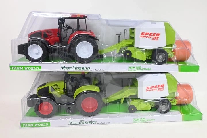 Veľký traktor s lisom na balíky