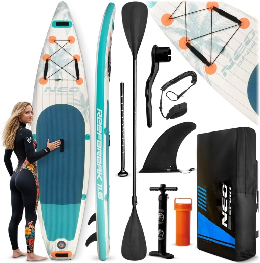 Neo-Sport nafukovací paddleboard SUP Reefbreak 11’6 (350 × 81 × 15 cm) – sada s príslušenstvom