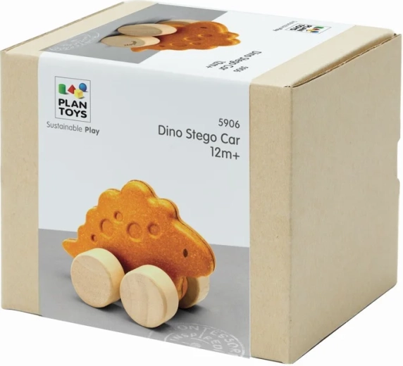 Drevené autíčko v tvare stegosaura