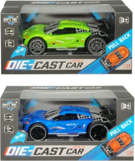 Kovové športové autíčko so svetlom a spätným natiahnutím