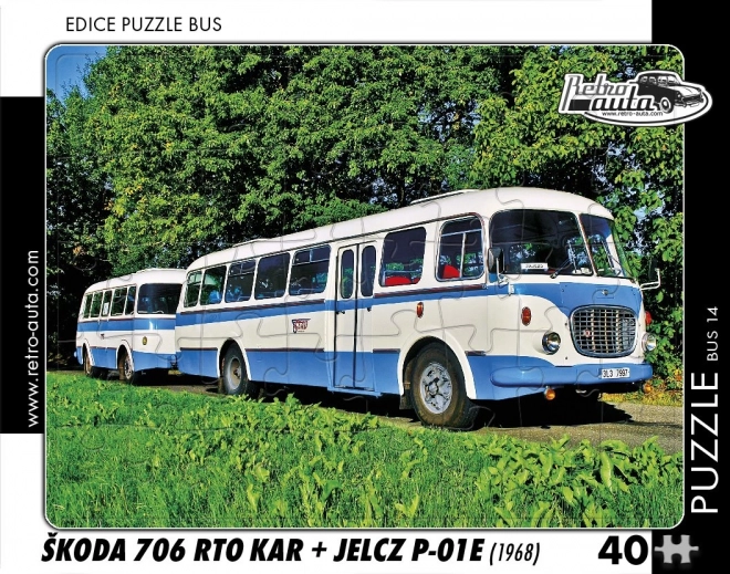 Puzzle Retro autá Škoda 706 RTO Kar a Jelcz P‑01E 40 dielikov