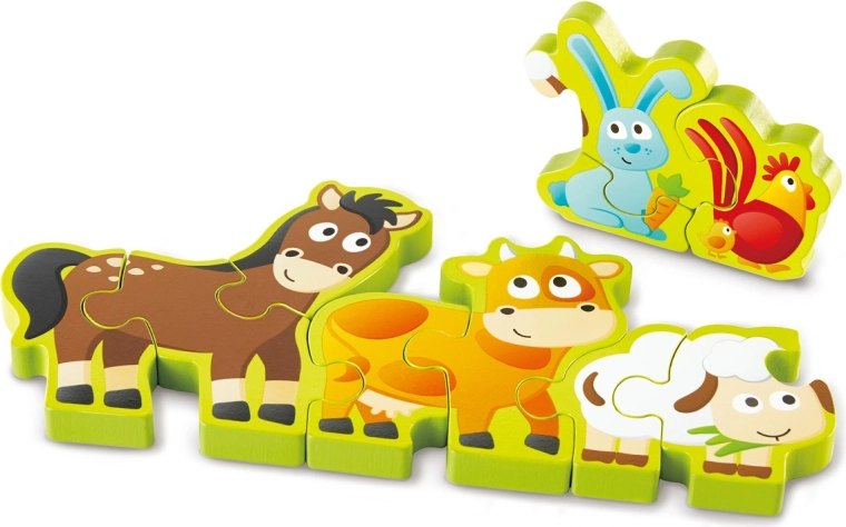 Drevené puzzle zvieratká a číslice