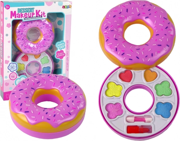 Detská paletka očných tieňov v tvare donutu s rúžom