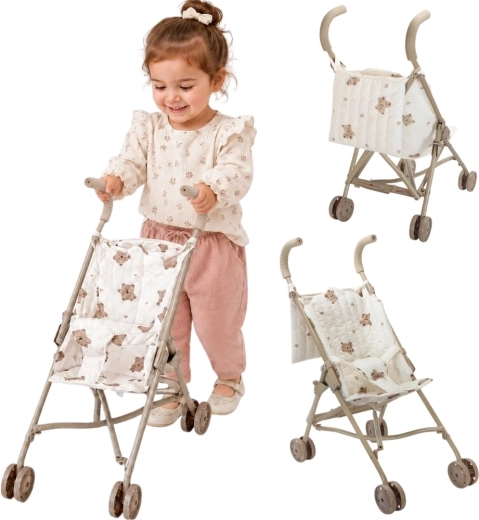 Woopie Royal vintage kočík pre bábiky s motívom medvedíkov
