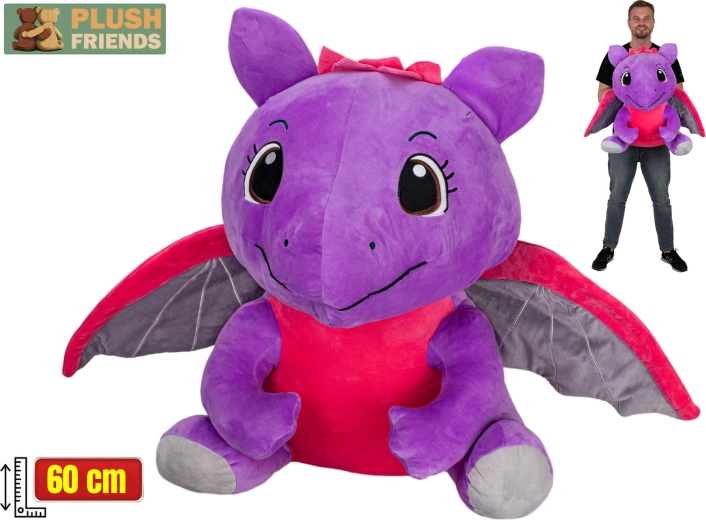 Plush Friends fialový plyšový drak 60 cm, sediaci