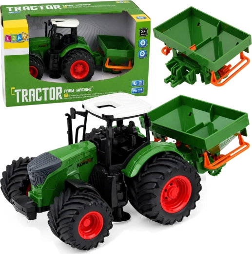 Poľnohospodársky traktor so sejacím strojom 1:24 s gumovými kolesami
