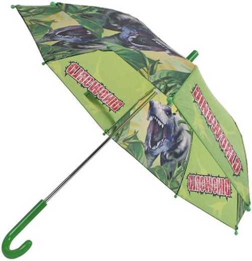 Detský mechanický dáždnik s dinosaurami, zelený