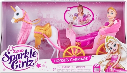 Bábika princezná s jednorožcom a kočiarom SPARKLE GIRLZ 26,5 cm