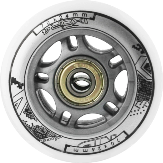 Sada bielych PU koliesok 70 × 24 mm s ložiskami ABEC 7 NILS EXTREME