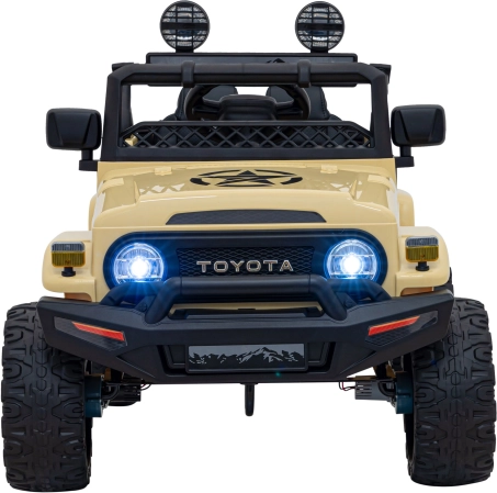 Elektrické autíčko Toyota FJ Cruiser pre deti s diaľkovým ovládaním, 4x4, LED a EVA kolesami – Béžová