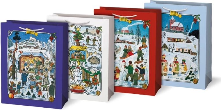 Vianočná darčeková taška L s motívmi JOSEF LADA