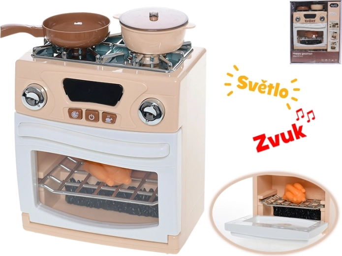 Detský sporák s rúrou, svetlom, zvukom a doplnkami