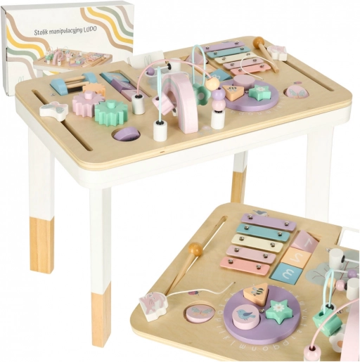 Montessori manipulačný stolík LULILO LUDO, pastelovo ružový