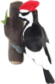 Plyšový ďateľ na konári 33 cm eco friendly