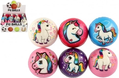 Penená loptička s jednorožcom 8 cm – mix farieb