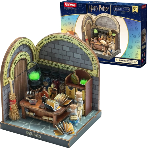 Puremind Harry Potter skladací drevený 3D model – učebňa elixírov (DIY dioráma)