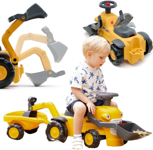 Odrážadlo FALK KOMATSU s prednou lyžicou, zadným bagrom a prívesom