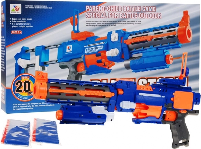 Blaze Storm elektrický penový blaster 2v1 s pažbou, laserom a 20 nábojmi (8+)