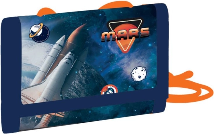 Detská textilná peňaženka Space na krk so suchým zipsom
