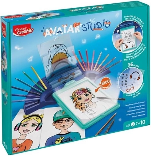 Creativ avatar studio – podsvietená kresliaca tabuľka na tvorbu avatarov