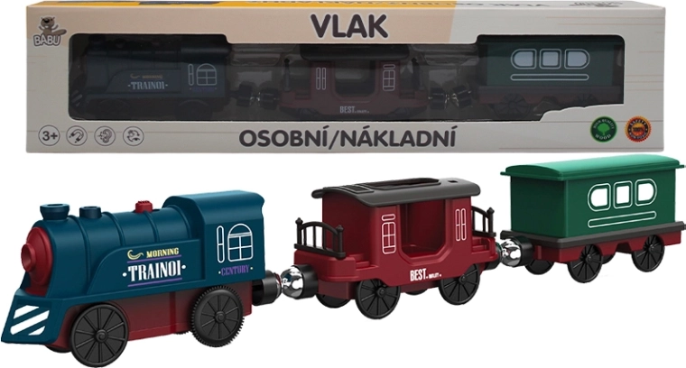BABU parná osobná lokomotíva s vagónmi na batérie