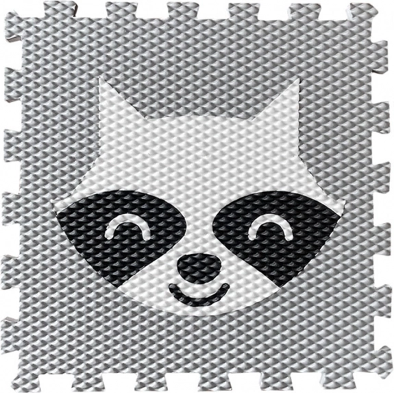 Penená puzzle podložka pre deti s mývalom – svetlosivá