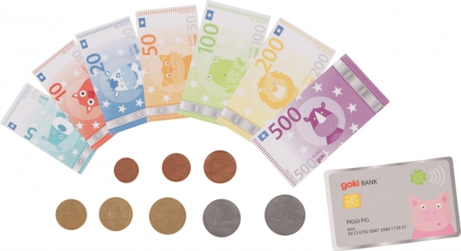 Detské peniaze s kreditnou kartou Zvieratkové eurá
