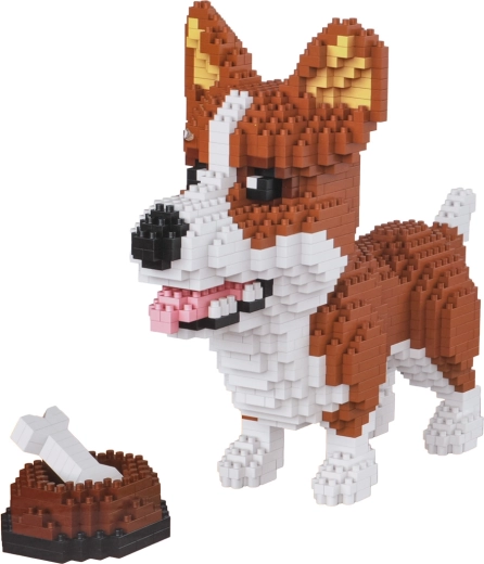 Stavebnica welsh corgi s miskou a kosťou, 1200 dielikov