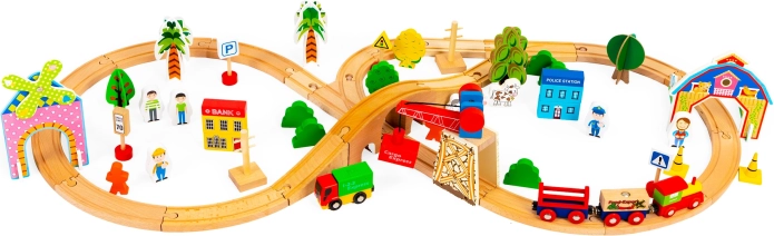 Drevená železnice 74 dielov Ecotoys