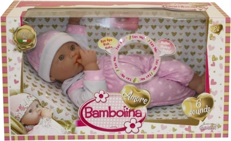 Bábätko Bambolina so zvukmi a doplnkami 36 cm