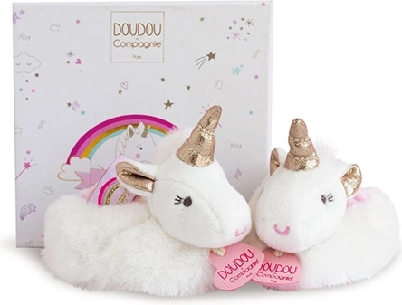 Doudou darčeková sada s čižmičkami a hrkálkami jednorožec